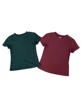 Old Navy Basic Ribbed Tees - Forest Green & Burgundy